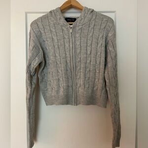 White Fox grey knit zip up
